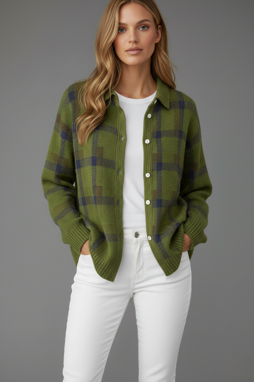 Agnieszka | Klasyczny Kardigan W Kratę