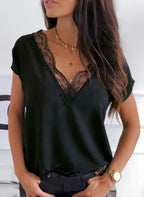 Top wiązany pod szyją z falbankami przy rękawach