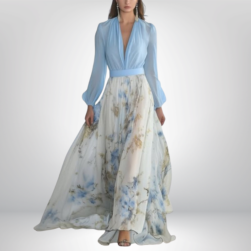 Rita | Elegancka kwiecista sukienka maxi