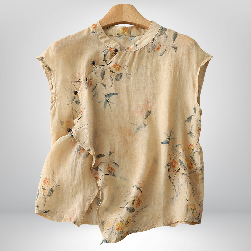 Lydia™ | Lniana bluzka w kwiaty