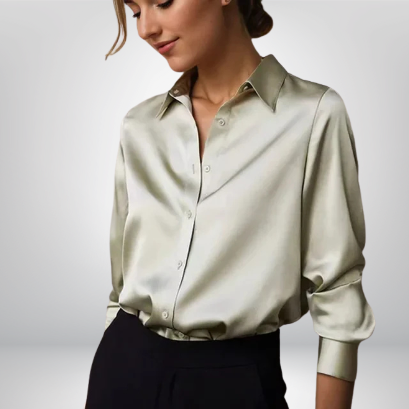 Olive™ | Satynowa bluzka o eleganckim kroju z subtelnym połyskiem