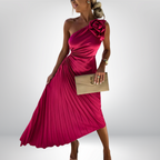 Mandy | Elegancka plisowana sukienka na jedno ramię