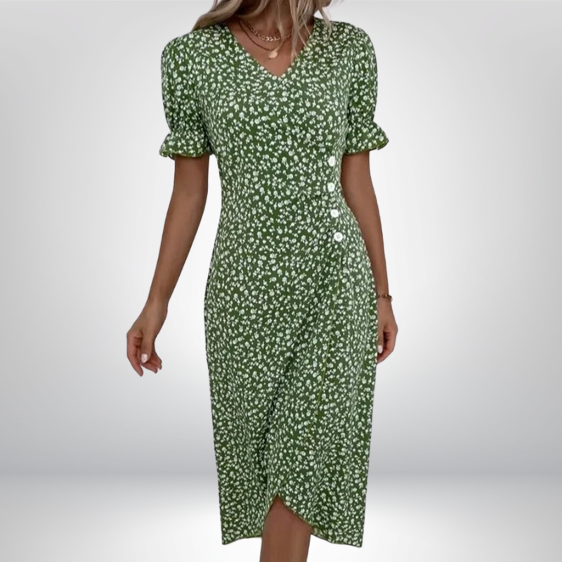 Rosa | Stylowa kwiatowa sukienka kopertowa z dekoltem V