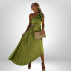 Mandy | Elegancka plisowana sukienka na jedno ramię