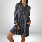 Zara™ | Długa koszulowa kurtka jeansowa