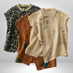 Lydia™ | Lniana bluzka w kwiaty