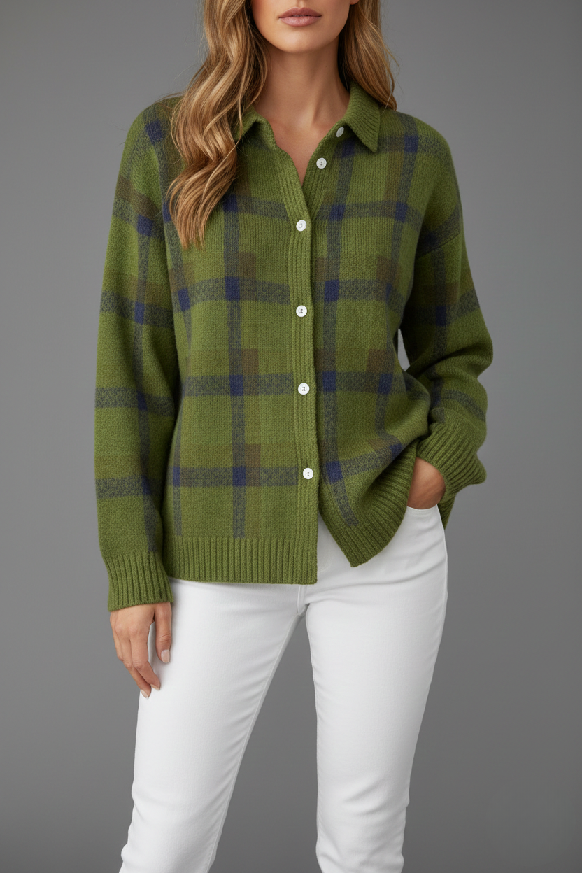 Agnieszka | Klasyczny Kardigan W Kratę