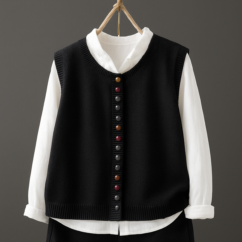 Estelle™ | Dzianinowa kamizelka z ozdobnymi guzikami